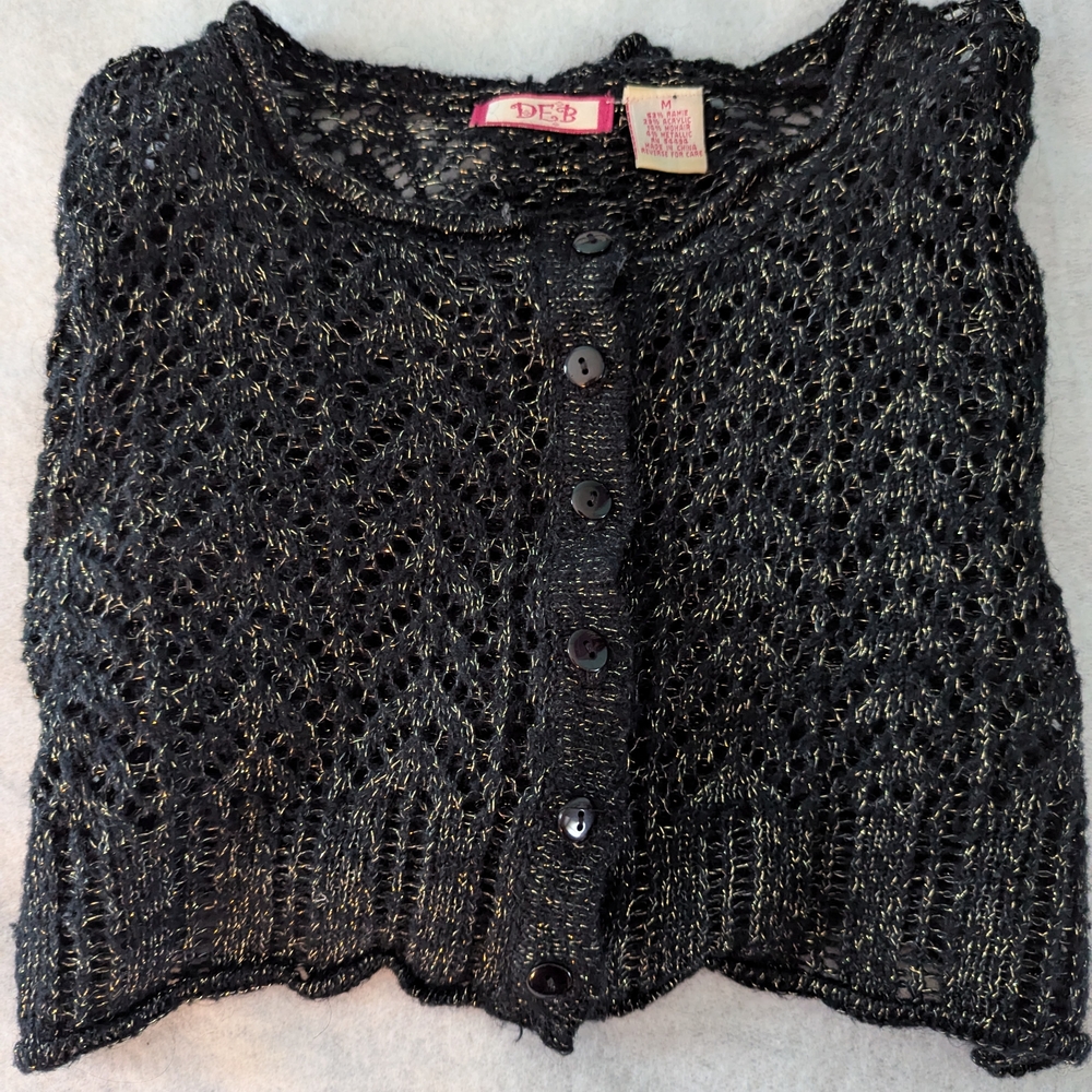 Deb Women's Black and Gold Knit Cardigan